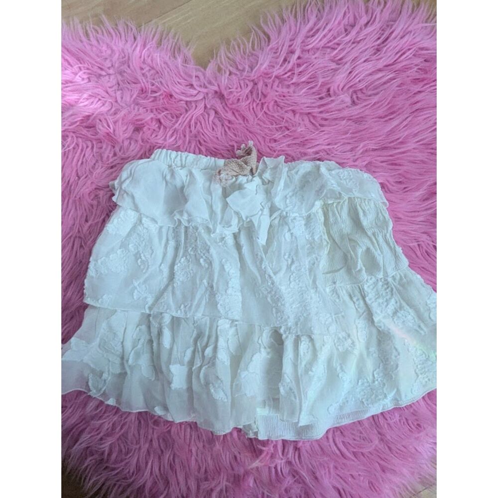 Zara White Ruffle Tiered Skirt 11-12